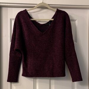 White House Black Market Deep Burgundy V-Neck Sweater